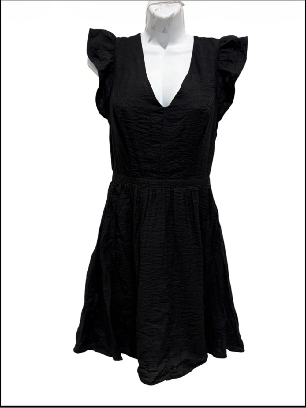 EXPRESS Women’s Ruffle Flutter Sleeve Mini Dress LBD Black Size Small